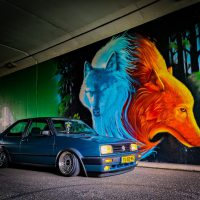 VW Jetta mk2 met USLights in tunnel